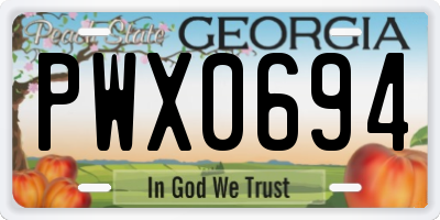 GA license plate PWX0694