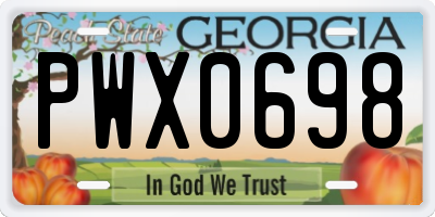 GA license plate PWX0698