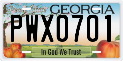 GA license plate PWX0701