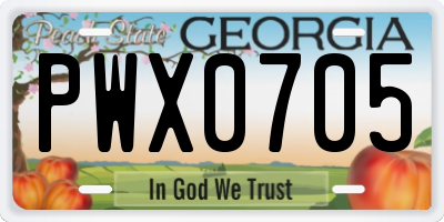 GA license plate PWX0705