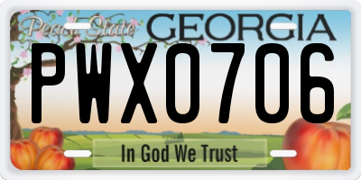 GA license plate PWX0706