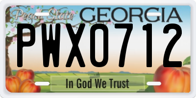 GA license plate PWX0712