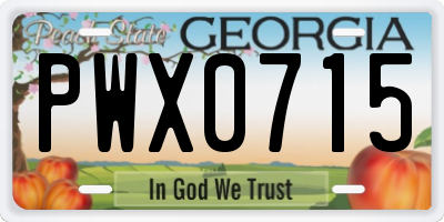GA license plate PWX0715