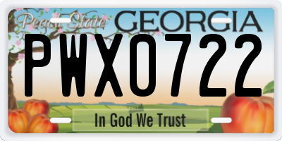 GA license plate PWX0722