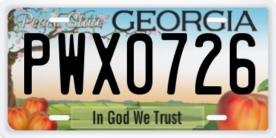 GA license plate PWX0726