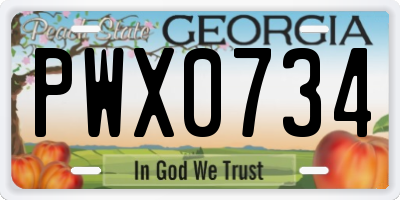 GA license plate PWX0734