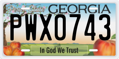 GA license plate PWX0743
