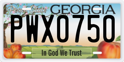 GA license plate PWX0750