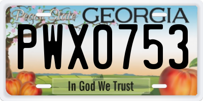 GA license plate PWX0753