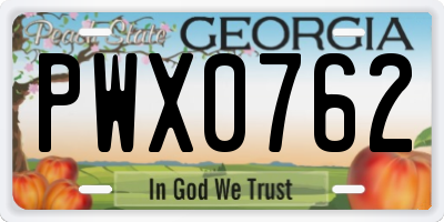 GA license plate PWX0762