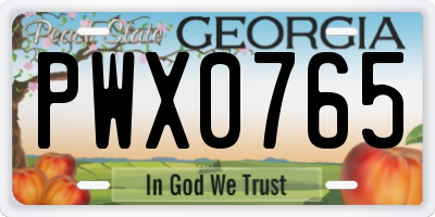 GA license plate PWX0765