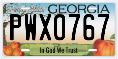 GA license plate PWX0767