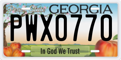 GA license plate PWX0770