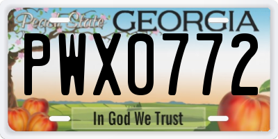 GA license plate PWX0772