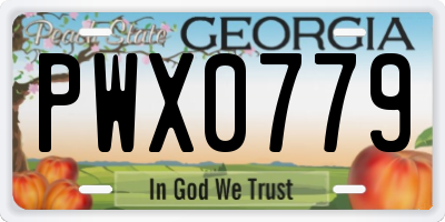 GA license plate PWX0779