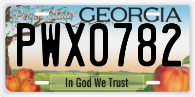 GA license plate PWX0782
