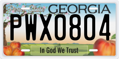 GA license plate PWX0804