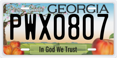 GA license plate PWX0807