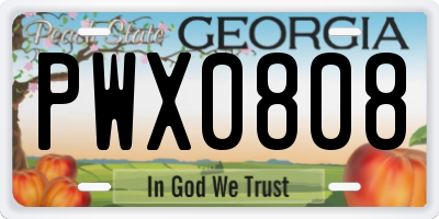 GA license plate PWX0808