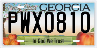 GA license plate PWX0810