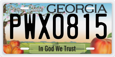 GA license plate PWX0815