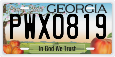GA license plate PWX0819