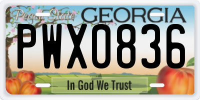 GA license plate PWX0836