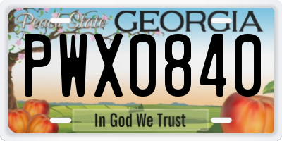 GA license plate PWX0840