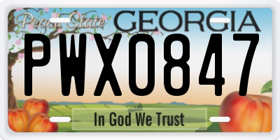 GA license plate PWX0847