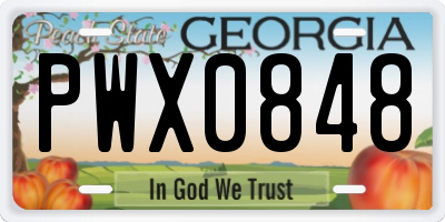GA license plate PWX0848