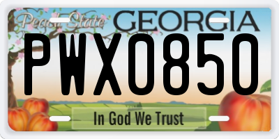 GA license plate PWX0850