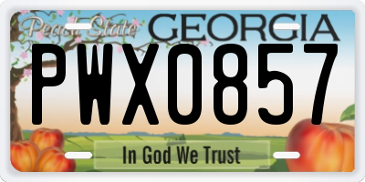GA license plate PWX0857