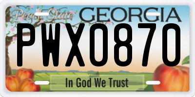 GA license plate PWX0870