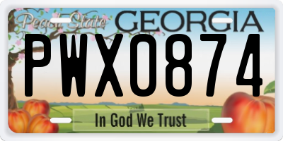 GA license plate PWX0874