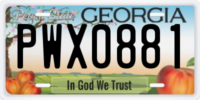 GA license plate PWX0881