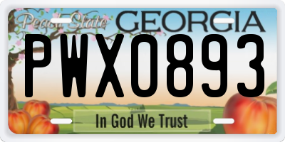 GA license plate PWX0893