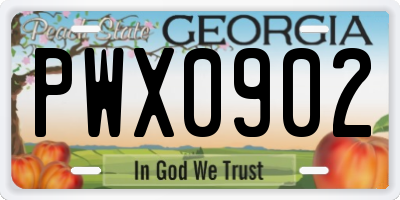 GA license plate PWX0902