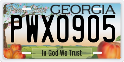 GA license plate PWX0905