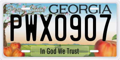 GA license plate PWX0907