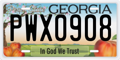 GA license plate PWX0908