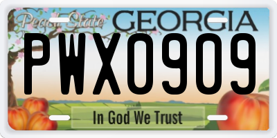 GA license plate PWX0909