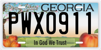 GA license plate PWX0911
