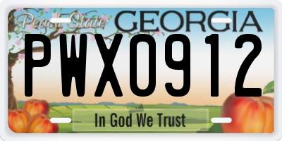 GA license plate PWX0912