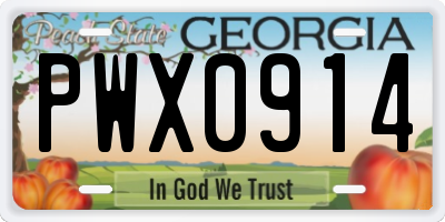 GA license plate PWX0914