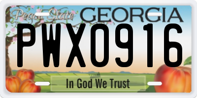 GA license plate PWX0916
