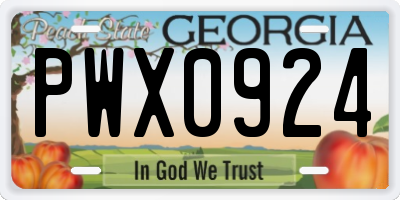 GA license plate PWX0924