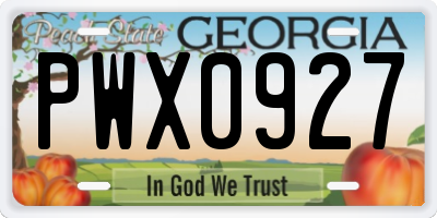 GA license plate PWX0927