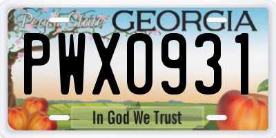 GA license plate PWX0931