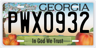 GA license plate PWX0932