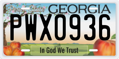 GA license plate PWX0936